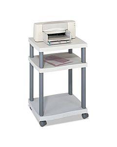 Wave Design Deskside Printer Stand, Plastic, 3 Shelves, 20" X 17.5" X 29.25", White/charcoal Gray