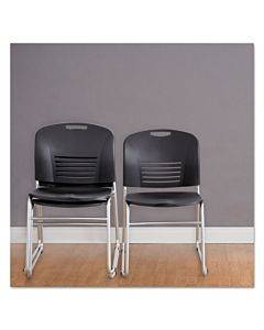 Vy Series Stack Chairs, Supports Up To 350 Lb, 18.75" Seat Height, Black Seat, Black Back, Silver Base, 2/carton