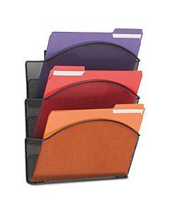 Onyx Mesh Wall Pockets, 3 Sections, Letter Size, 12" X 3.25" X 17.25", Black