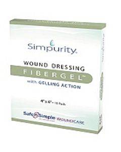 Simpurity Fibergel Pad Wound Dressing, 4" X 4" Part No. Sns56704 (10/box)