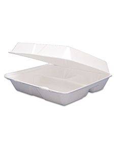 Foam Hinged Lid Containers, 3-compartment, 8.38 X 7.78 X 3.25, 200/carton