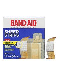 Band-aid Sheer Strip Adhesive Bandage, Assorted 80 Count Part No. 117134 (80/box)