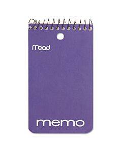 Wirebound Memo Pad With Wall-hanger Eyelet, Medium/college Rule, Randomly Assorted Cover Colors, 60 White 3 X 5 Sheets