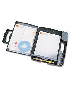 Portable Storage Clipboard Case, Three Storage Compartments, 0.75" Clip Capacity, Holds 9 X 12 Sheets, Charcoal