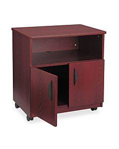 Mobile Machine Stand, Open Compartment, Engineered Wood, 3 Shelves, 200 Lb Capacity, 28" X 19.75" X 30.5", Mahogany