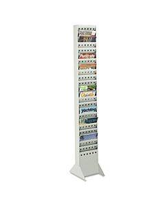 Steel Magazine Rack, 23 Compartments, 10w X 4d X 65.5h, Gray