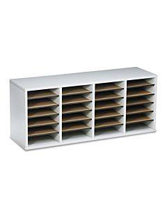 Wood/laminate Literature Sorter, 24 Compartments, 39.25 X 11.75 X 16.38, Gray