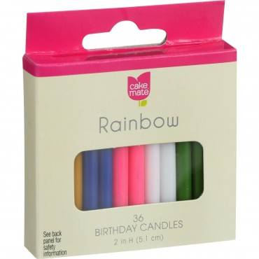 Cake Mate - Birthday Party Candles - Rainbow - 2 In X 3/16 In - 36 Count - Case Of 12
