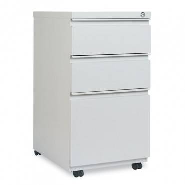 Three-drawer Pedestal File With Full-length Pull, 14 7/8 X 19 1/8, Light Gray