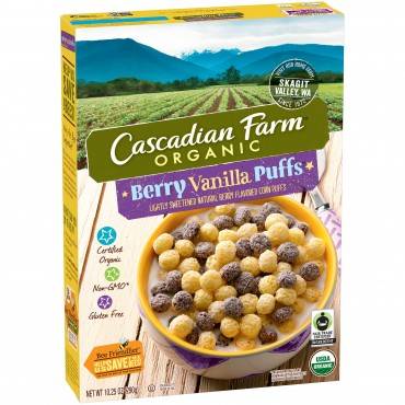 Cascadian Farm Cereal - Organic - Berry Vanilla Puff - 10.25 Oz - Case Of 12