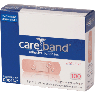Careband Waterproof Bandage Strip With Island Pad, 1" X 3-1/4" Part No. Cbd1321012000 (100/box)