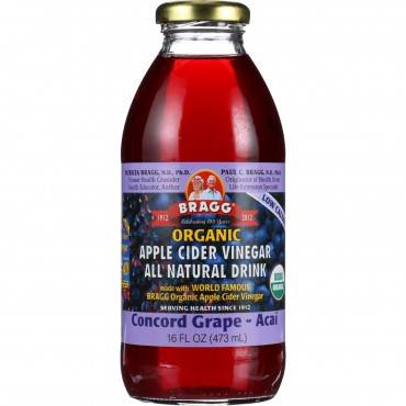 Bragg - Apple Cider Vinegar Drink - Organic - Concord Grape-acai - 16 Oz - Case Of 12